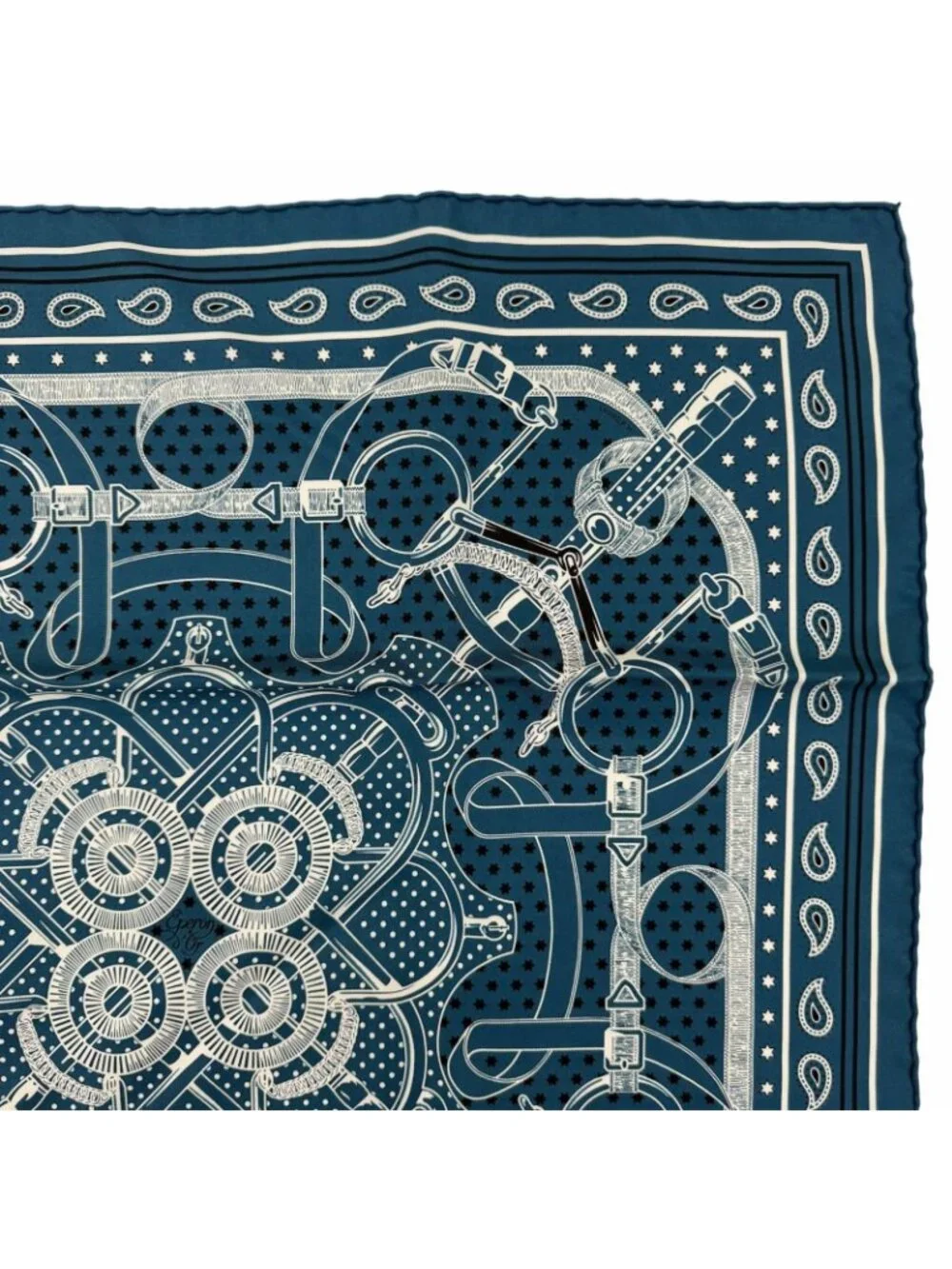 Hermes Carre 55 Apron Dole Bandana Silk 100% Scarf Blue